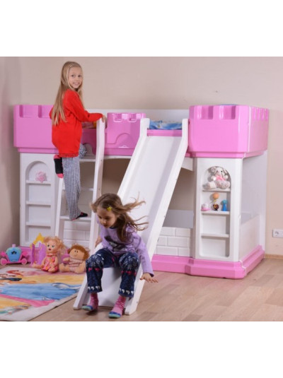 Ліжко двох'ярусне пластикове з гіркою